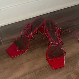 ALOHAS Red Lace-Up Heels